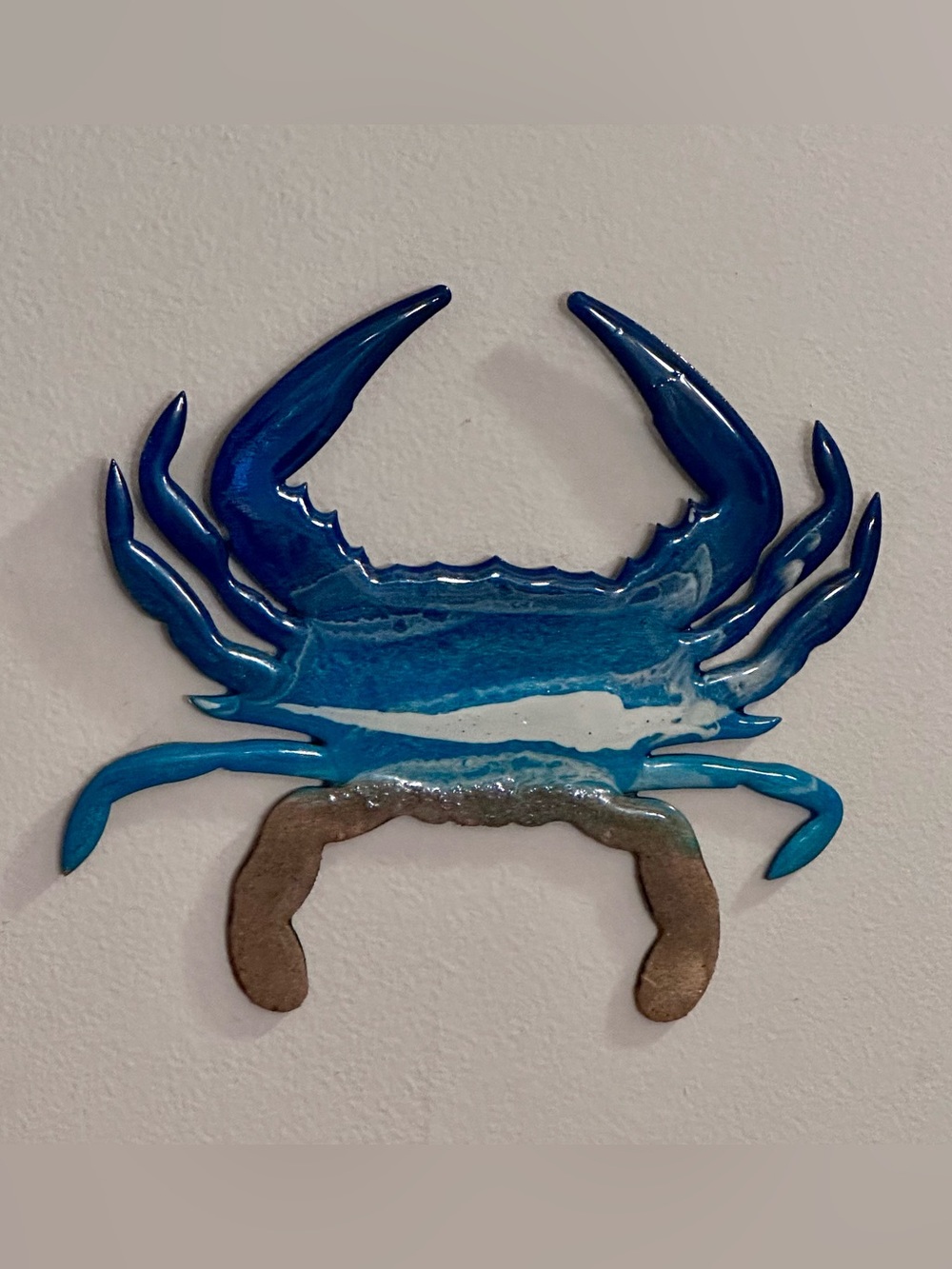 Blue Resin Crab Wall Decor - Coastal Home Accent